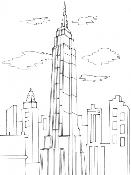Dibujo para colorear: Rascacielos (Edificios y Arquitectura) #65549 - Dibujos para Colorear e Imprimir Gratis