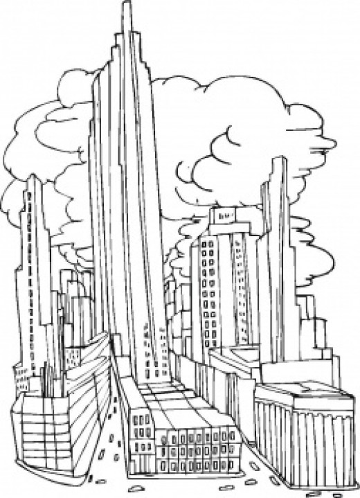 Dibujo para colorear: Rascacielos (Edificios y Arquitectura) #65797 - Dibujos para Colorear e Imprimir Gratis