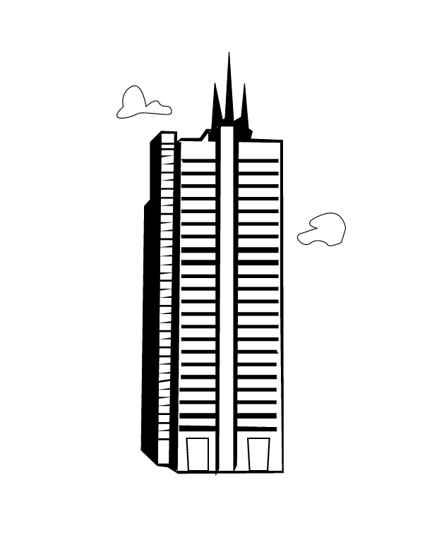 Dibujo para colorear: Rascacielos (Edificios y Arquitectura) #65836 - Dibujos para Colorear e Imprimir Gratis