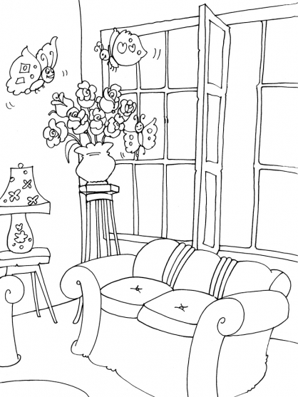 Dibujo gratuito Sala de Estar #63249 de la coleccion Edificios y Arquitectura para imprimir