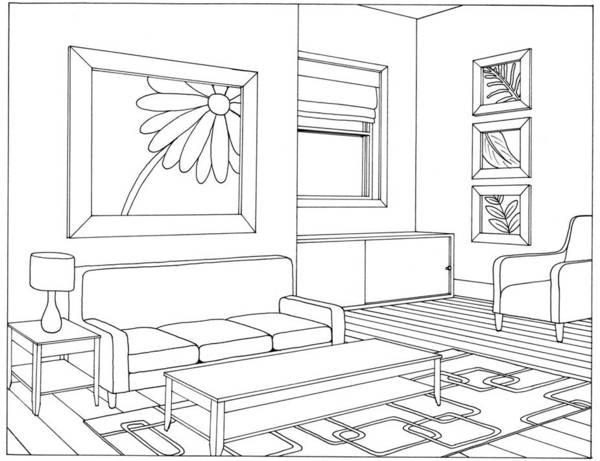 Dibujo gratuito Sala de Estar #66373 de la coleccion Edificios y Arquitectura para imprimir