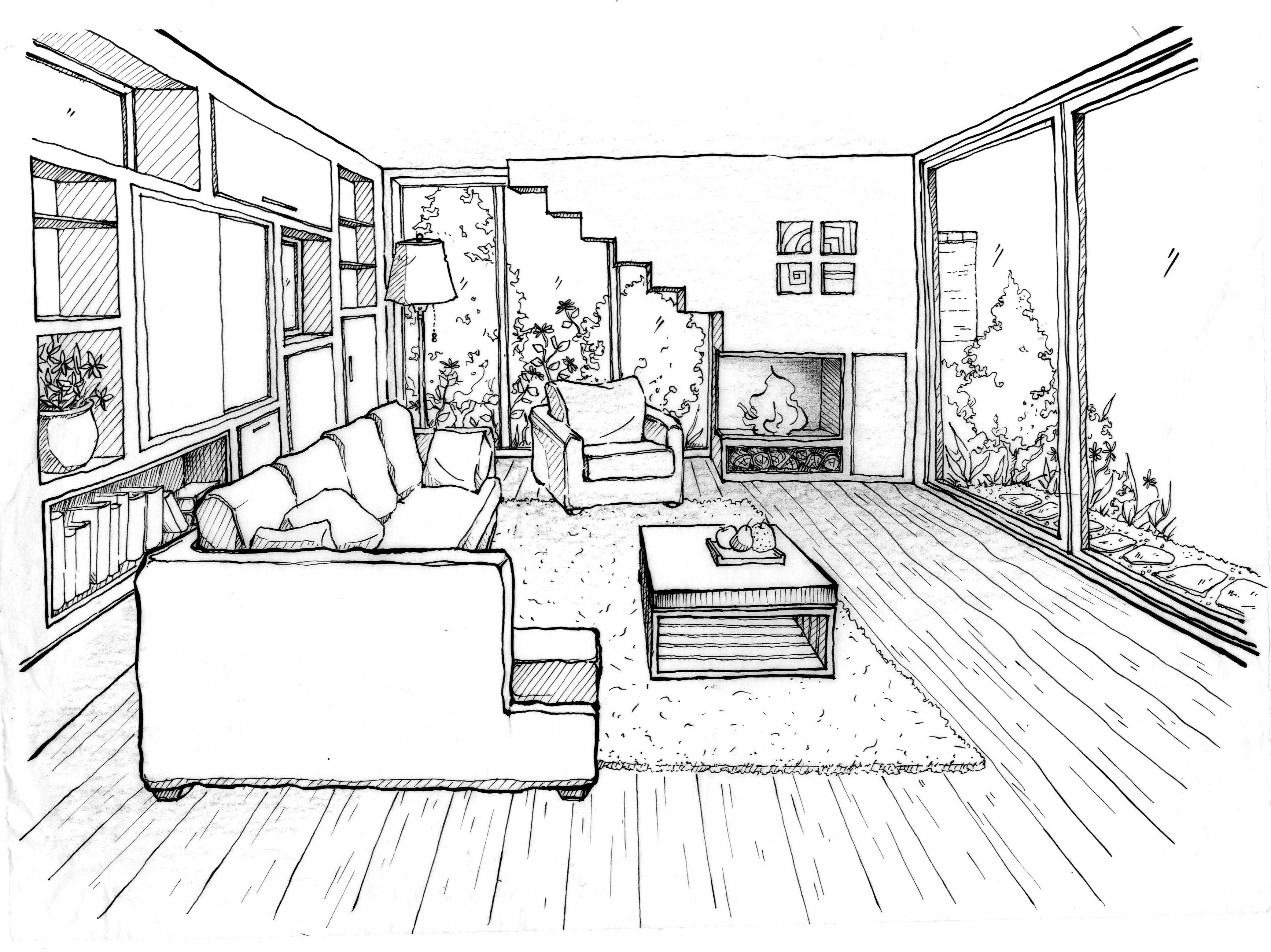 Dibujo gratuito Sala de Estar #66374 de la coleccion Edificios y Arquitectura para imprimir