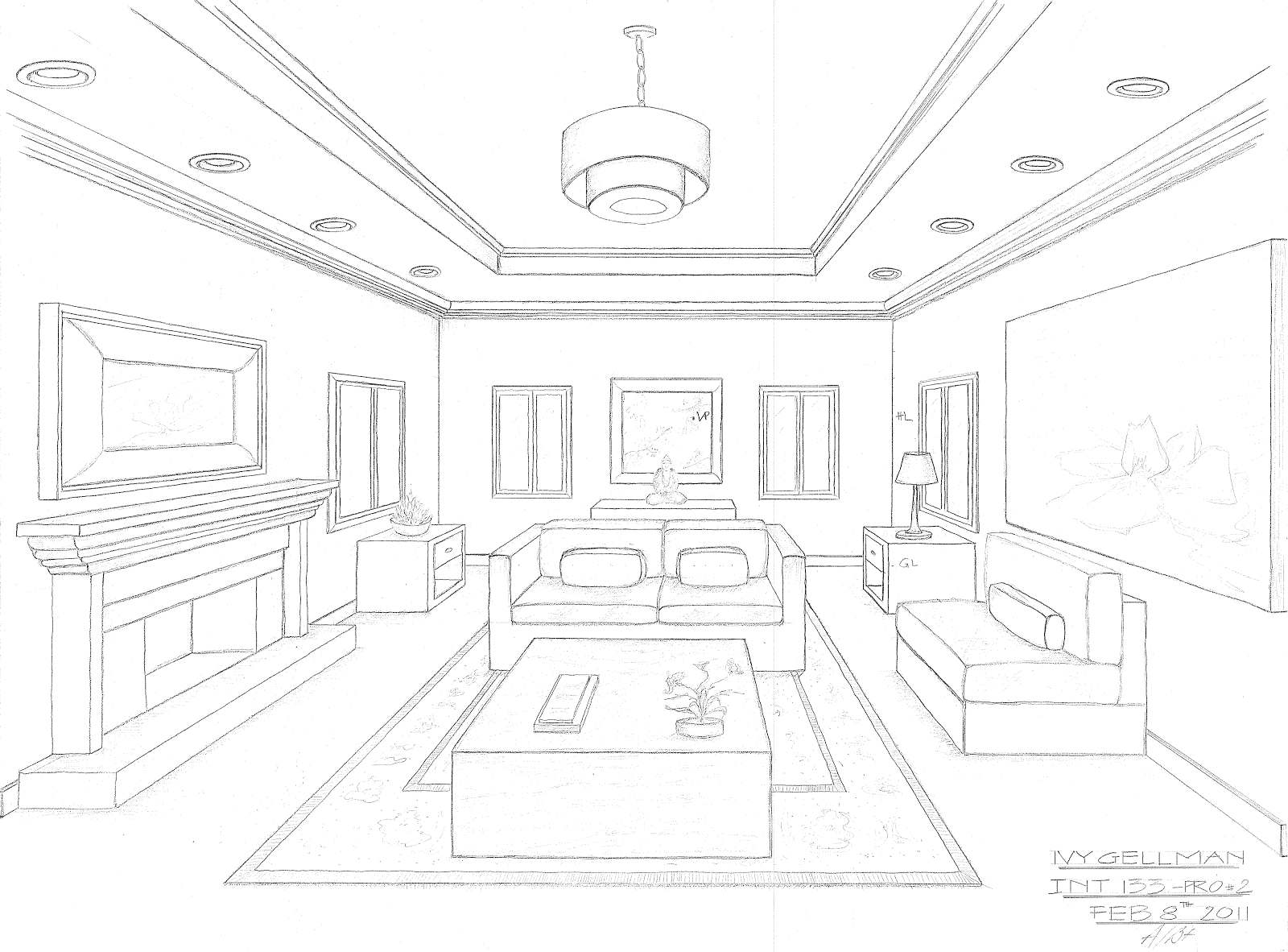 Dibujo gratuito Sala de Estar #66382 de la coleccion Edificios y Arquitectura para imprimir