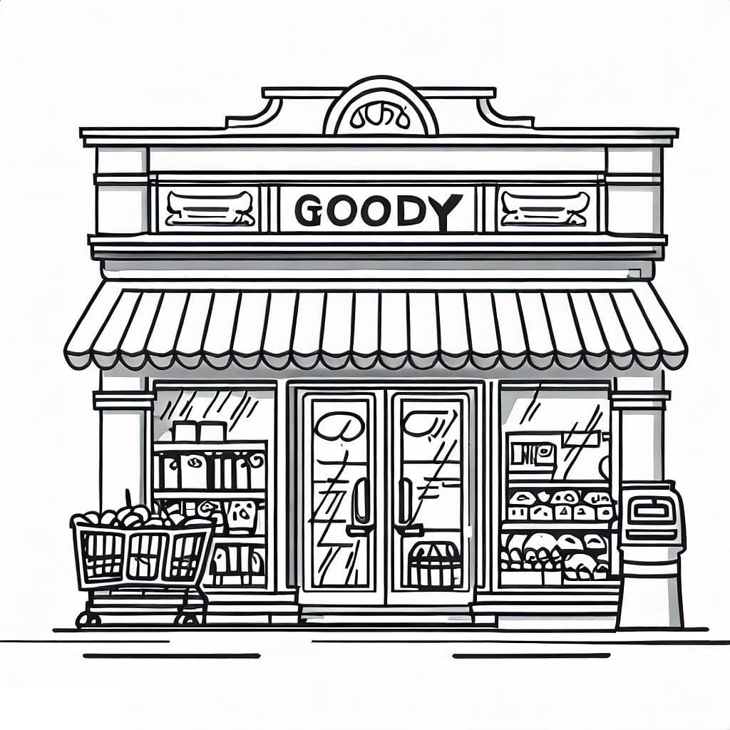 Dibujo gratuito Tienda de Comestibles #192108 de la coleccion Edificios y Arquitectura para imprimir