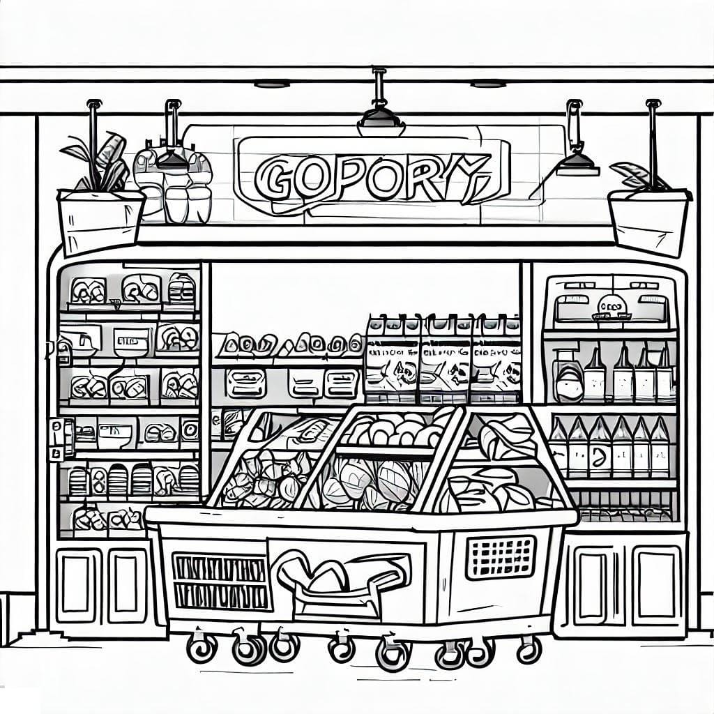 Dibujo gratuito Tienda de Comestibles #192119 de la coleccion Edificios y Arquitectura para imprimir