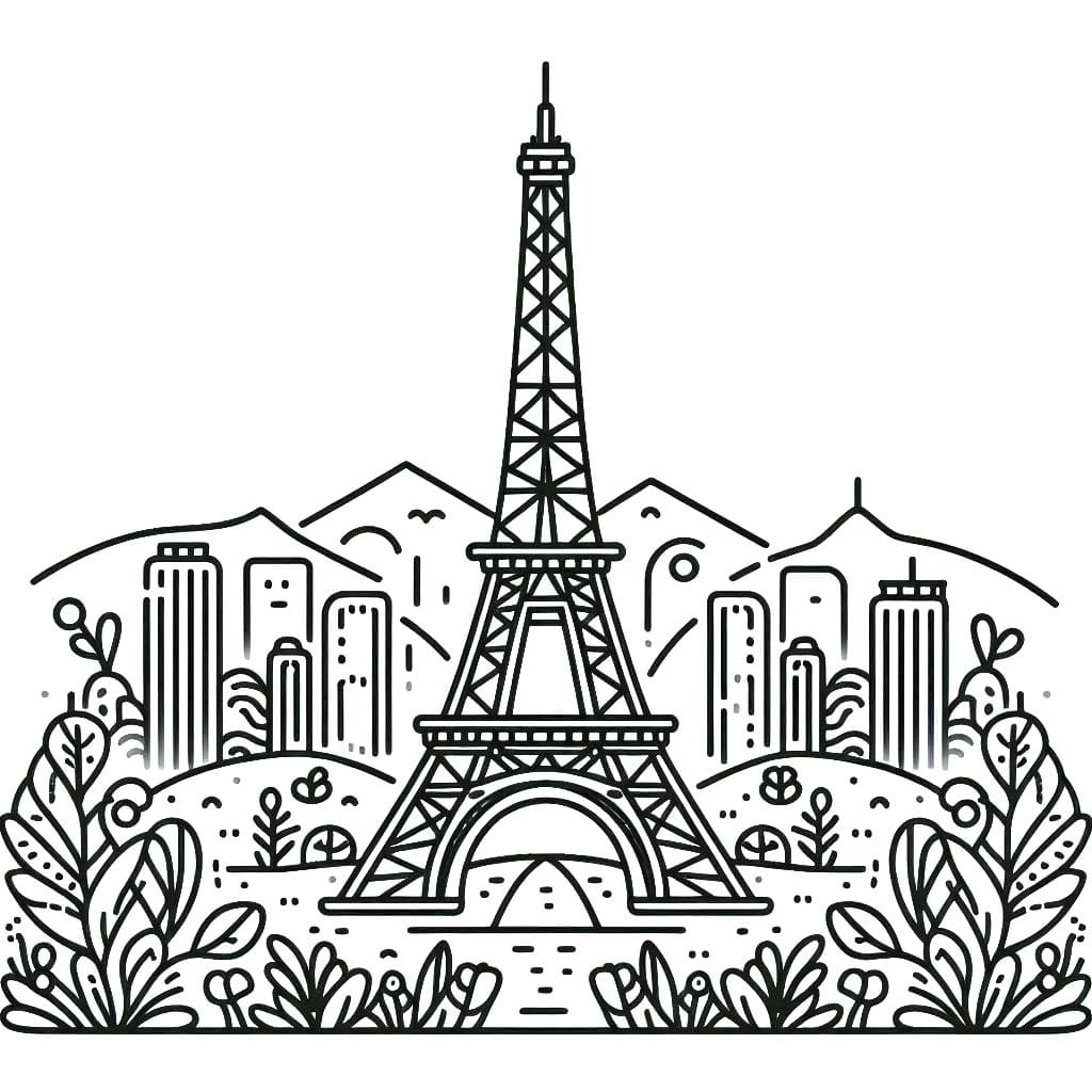 Dibujo gratuito Torre Eiffel #219110 de la coleccion Edificios y Arquitectura para imprimir