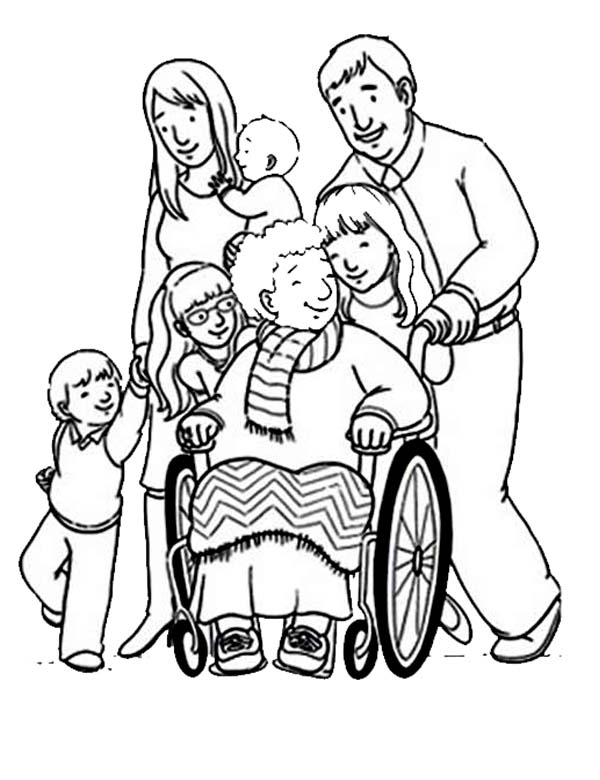 Dibujo para colorear: Persona con Discapacidad (Familia y Amigos) #98511 - Dibujos para Colorear e Imprimir Gratis