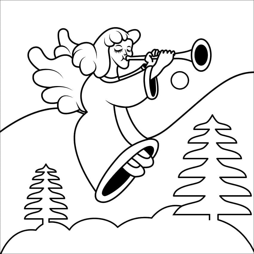 Dibujo gratuito Ángel de Navidad #200065 de la coleccion Fiestas y Celebraciones para imprimir