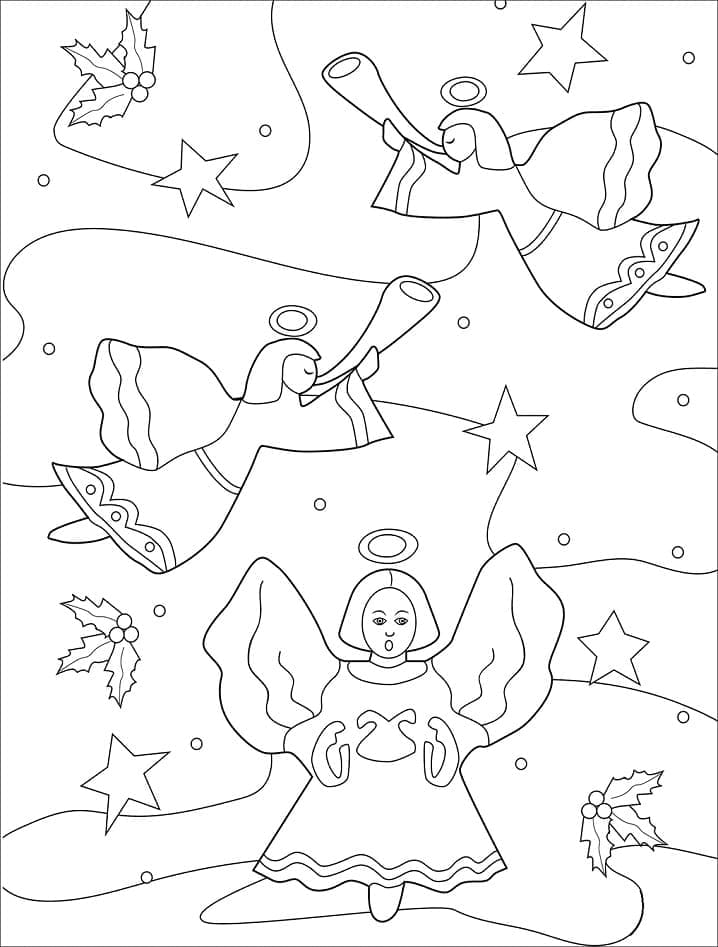 Dibujo gratuito Ángel de Navidad #200070 de la coleccion Fiestas y Celebraciones para imprimir