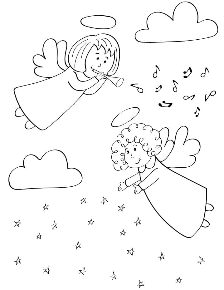 Dibujo gratuito Ángel de Navidad #200071 de la coleccion Fiestas y Celebraciones para imprimir