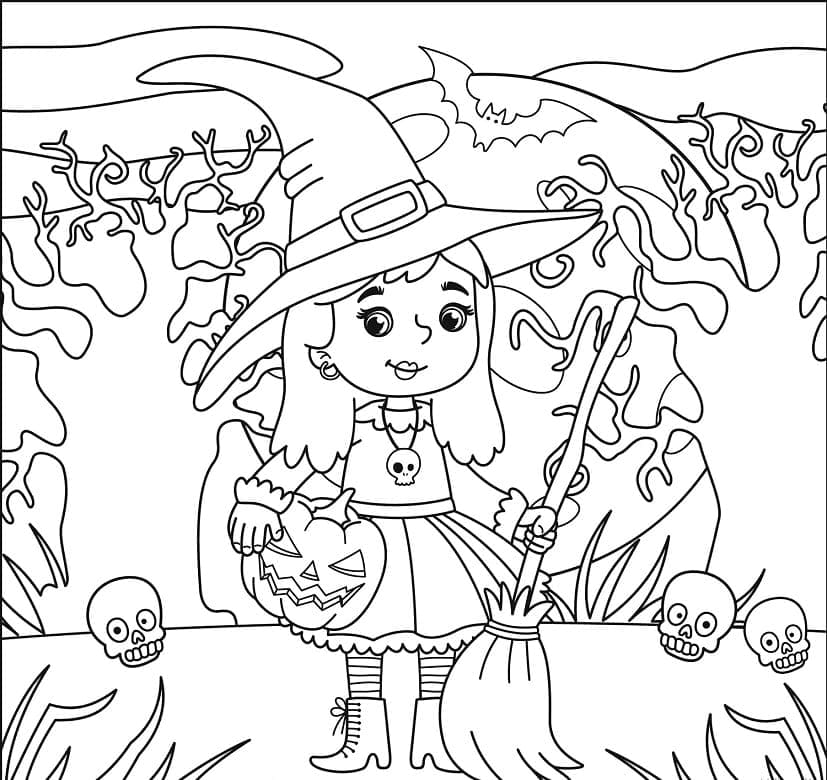 Dibujo gratuito Bruja de Halloween #200319 de la coleccion Fiestas y Celebraciones para imprimir