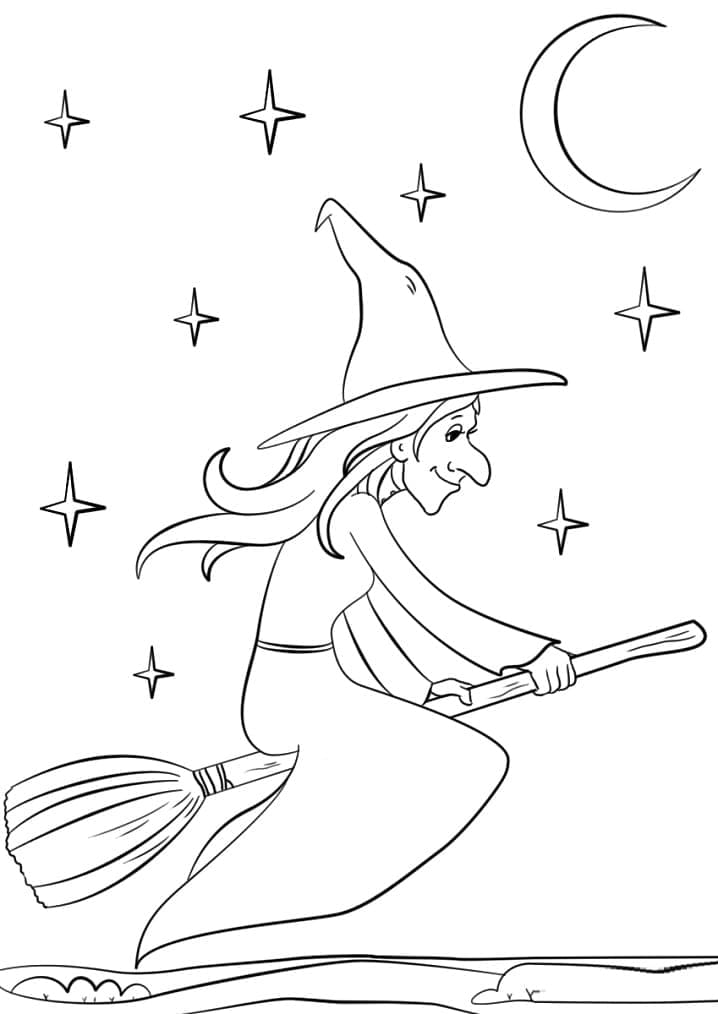 Dibujo gratuito Bruja de Halloween #200330 de la coleccion Fiestas y Celebraciones para imprimir