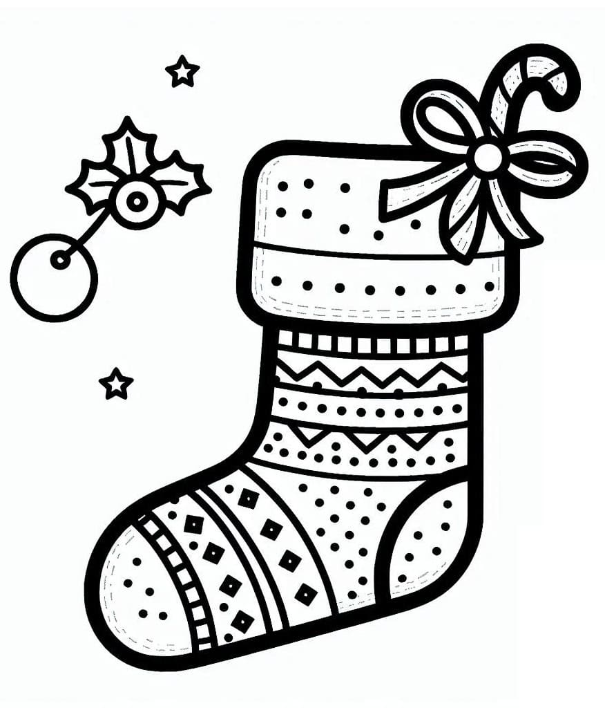 Dibujo gratuito Calcetín de Navidad #216639 de la coleccion Fiestas y Celebraciones para imprimir