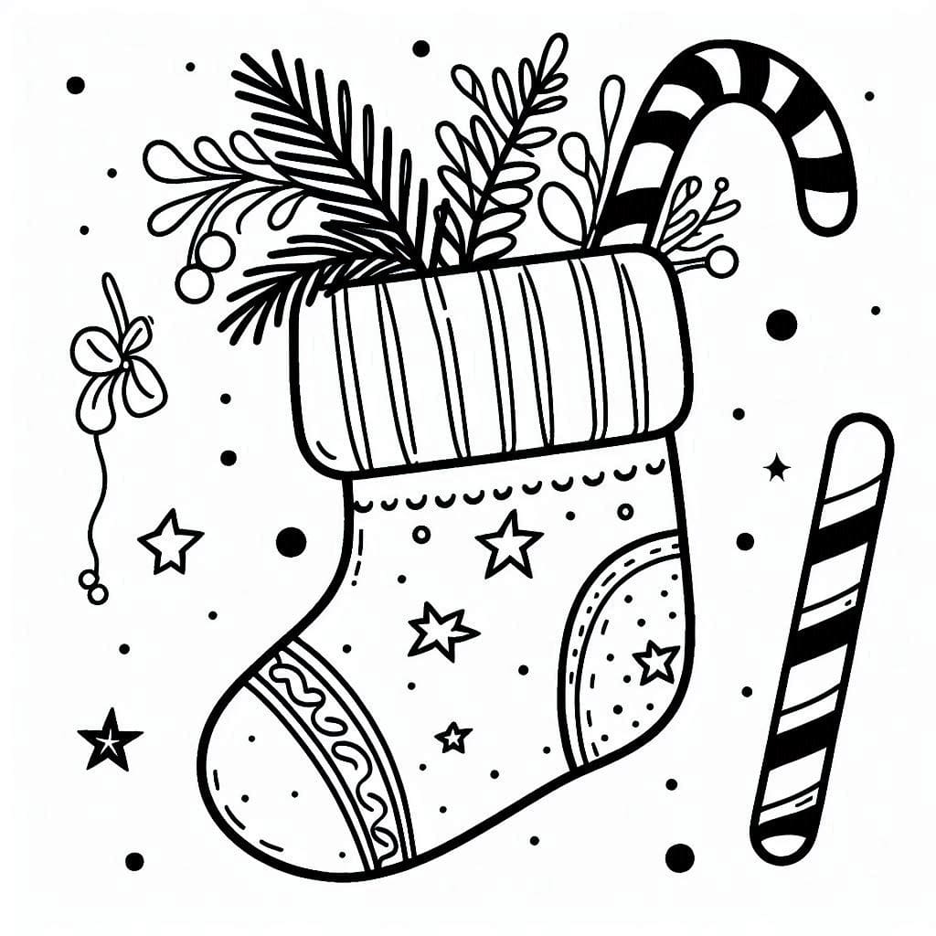 Dibujo gratuito Calcetín de Navidad #216644 de la coleccion Fiestas y Celebraciones para imprimir