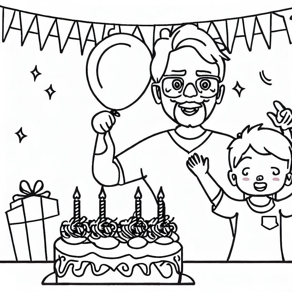 Dibujo para colorear: Cumpleaños de Papá (Fiestas y Celebraciones) #189987 - Dibujos para Colorear e Imprimir Gratis