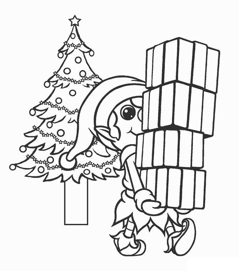 Dibujo gratuito Elfo de Navidad #190307 de la coleccion Fiestas y Celebraciones para imprimir