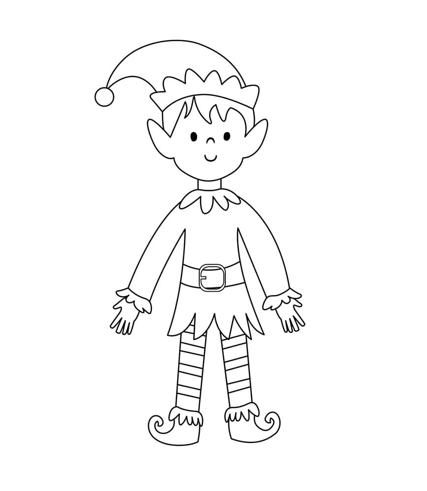 Dibujo para colorear: Elfo de Navidad (Fiestas y Celebraciones) #190350 - Dibujos para Colorear e Imprimir Gratis