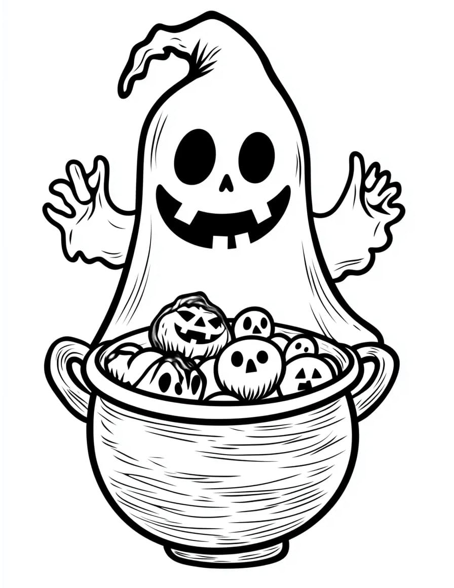 Dibujo gratuito Fantasma de Halloween #216218 de la coleccion Fiestas y Celebraciones para imprimir