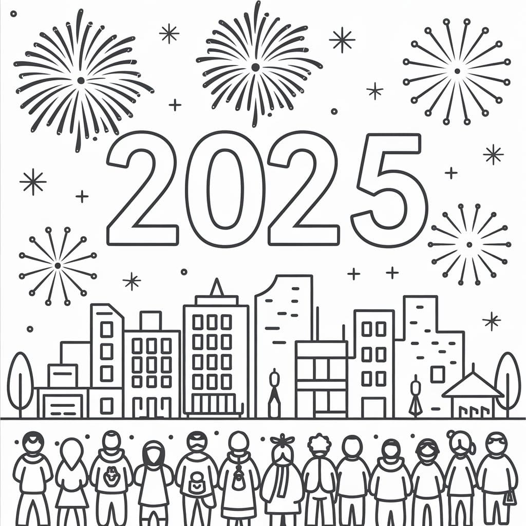 Dibujo gratuito Feliz Año Nuevo #216571 de la coleccion Fiestas y Celebraciones para imprimir
