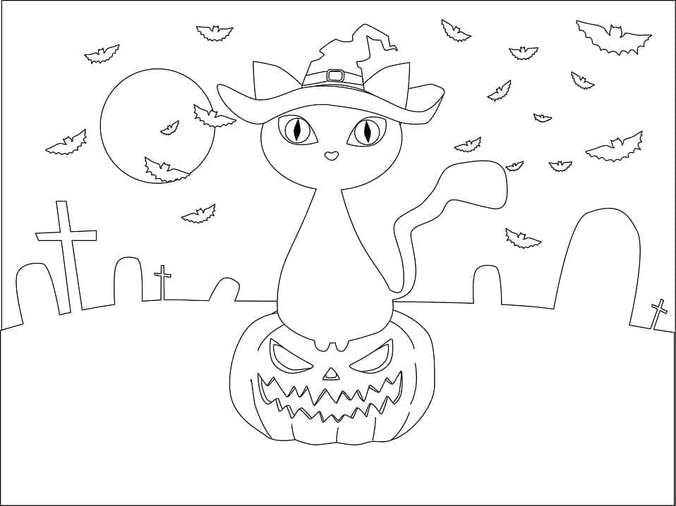 Dibujo gratuito Gato de Halloween #203961 de la coleccion Fiestas y Celebraciones para imprimir