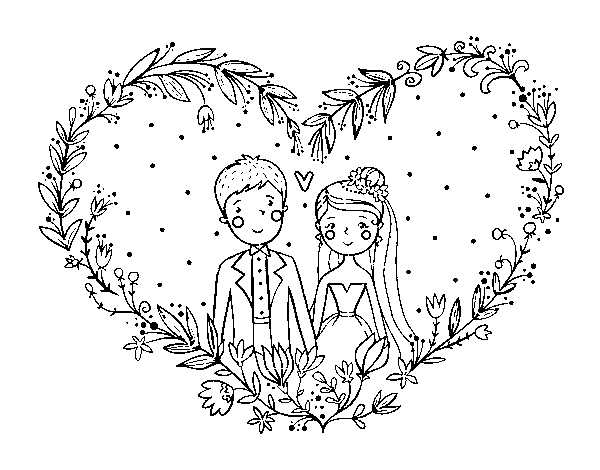Dibujo para colorear: Matrimonio (Fiestas y Celebraciones) #56259 - Dibujos para Colorear e Imprimir Gratis