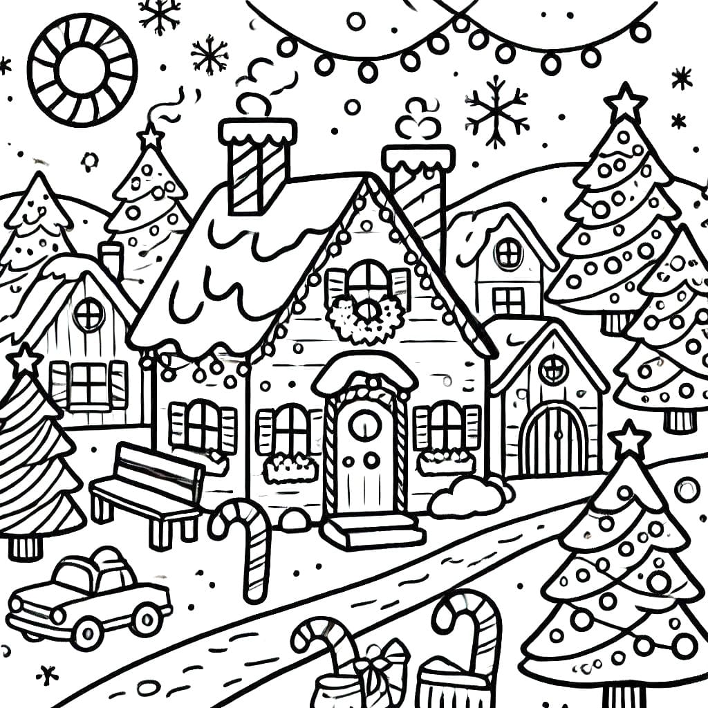 Dibujo gratuito Pueblo de Navidad #217384 de la coleccion Fiestas y Celebraciones para imprimir