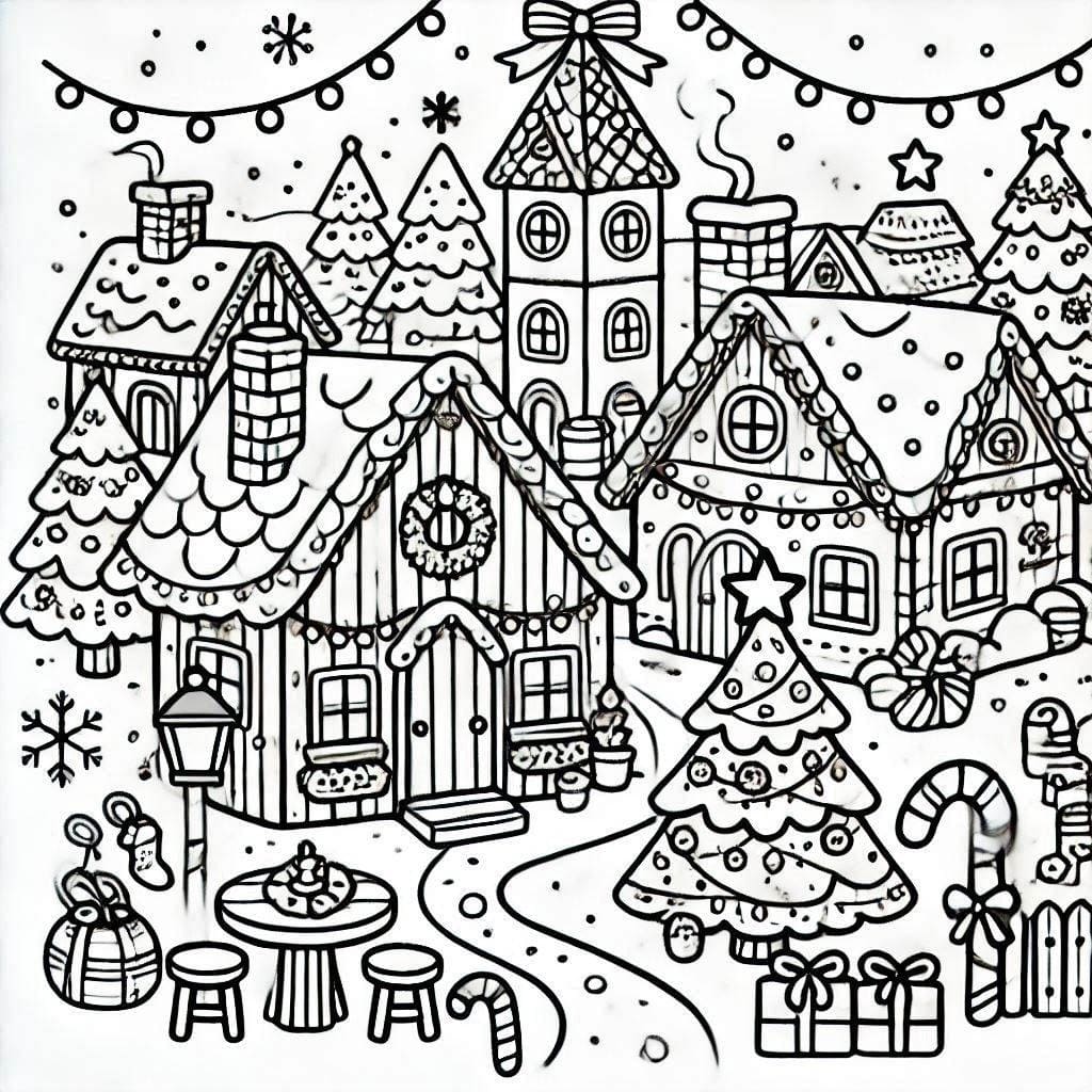 Dibujo gratuito Pueblo de Navidad #217404 de la coleccion Fiestas y Celebraciones para imprimir