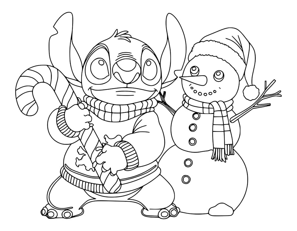 Dibujo para colorear: Stitch de Navidad (Fiestas y Celebraciones) #216986 - Dibujos para Colorear e Imprimir Gratis
