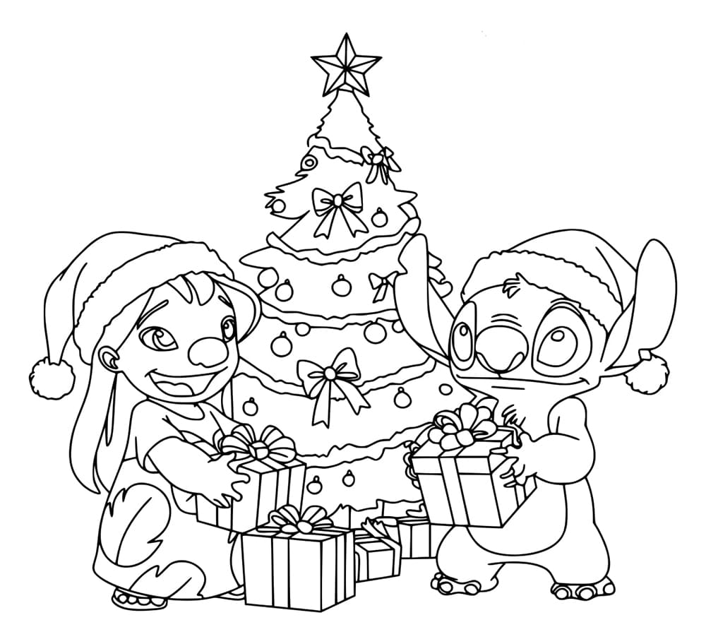 Dibujo gratuito Stitch de Navidad #216997 de la coleccion Fiestas y Celebraciones para imprimir