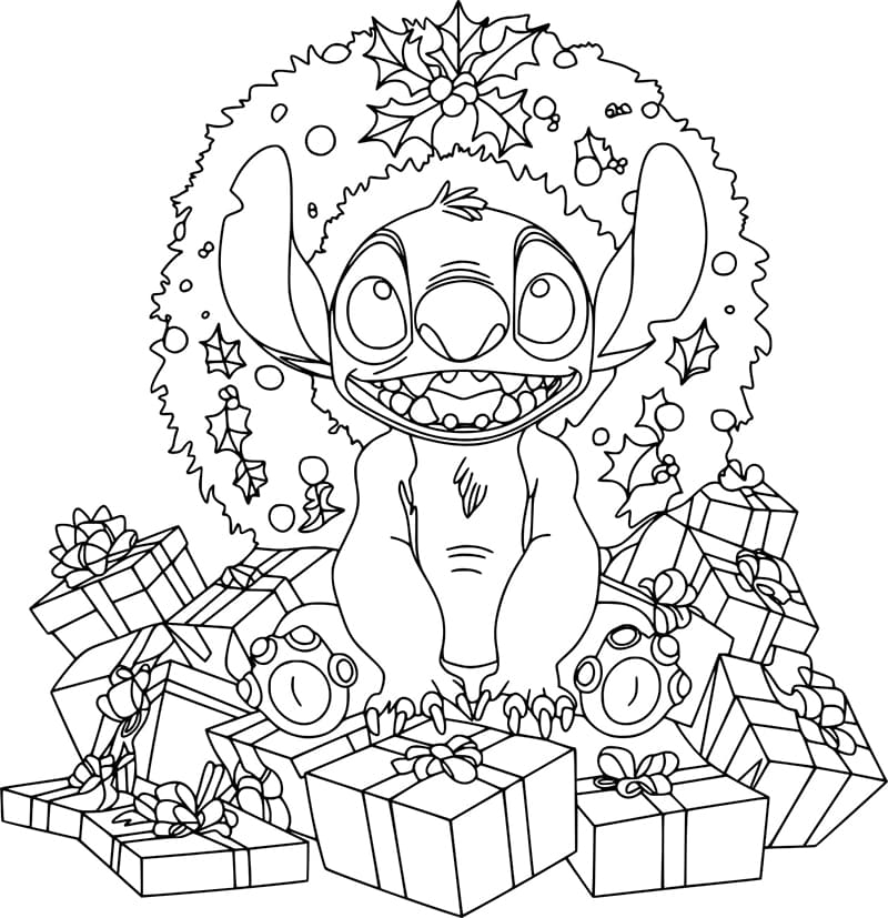 Dibujo gratuito Stitch de Navidad #216998 de la coleccion Fiestas y Celebraciones para imprimir