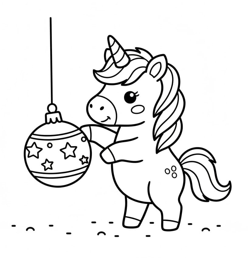 Dibujo gratuito Unicornio de Navidad #222185 de la coleccion Fiestas y Celebraciones para imprimir
