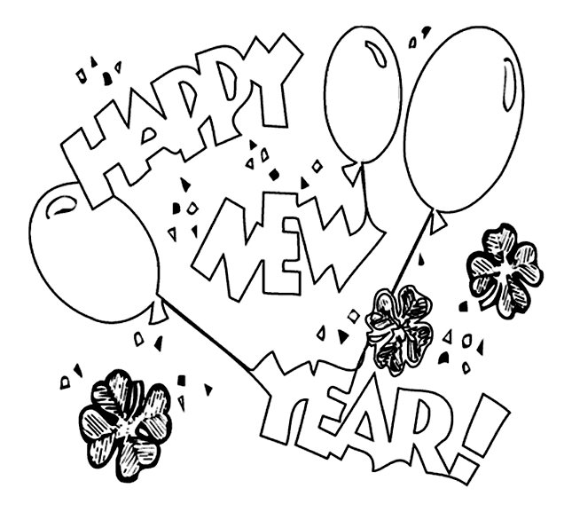 Dibujo para colorear: Año nuevo (Fiestas y ocasiones especiales) #60748 - Dibujos para Colorear e Imprimir Gratis