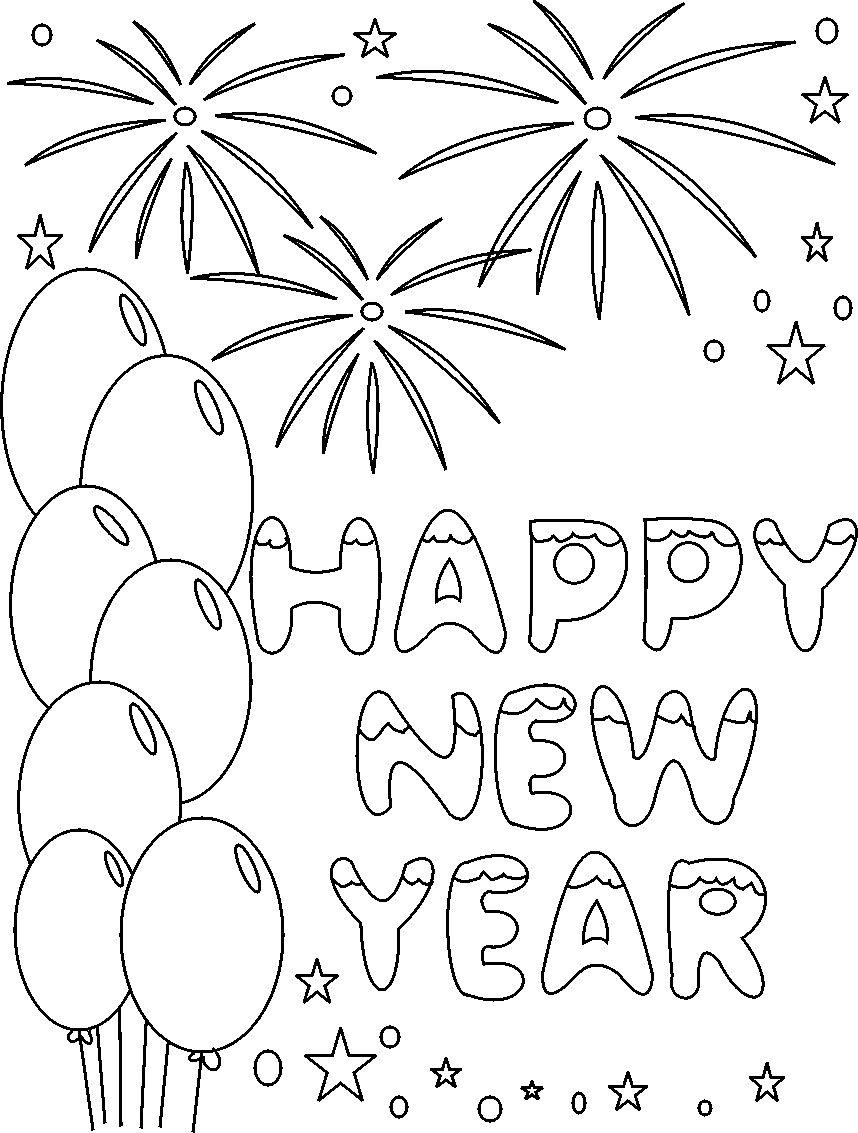 Dibujo para colorear: Año nuevo (Fiestas y ocasiones especiales) #60762 - Dibujos para Colorear e Imprimir Gratis