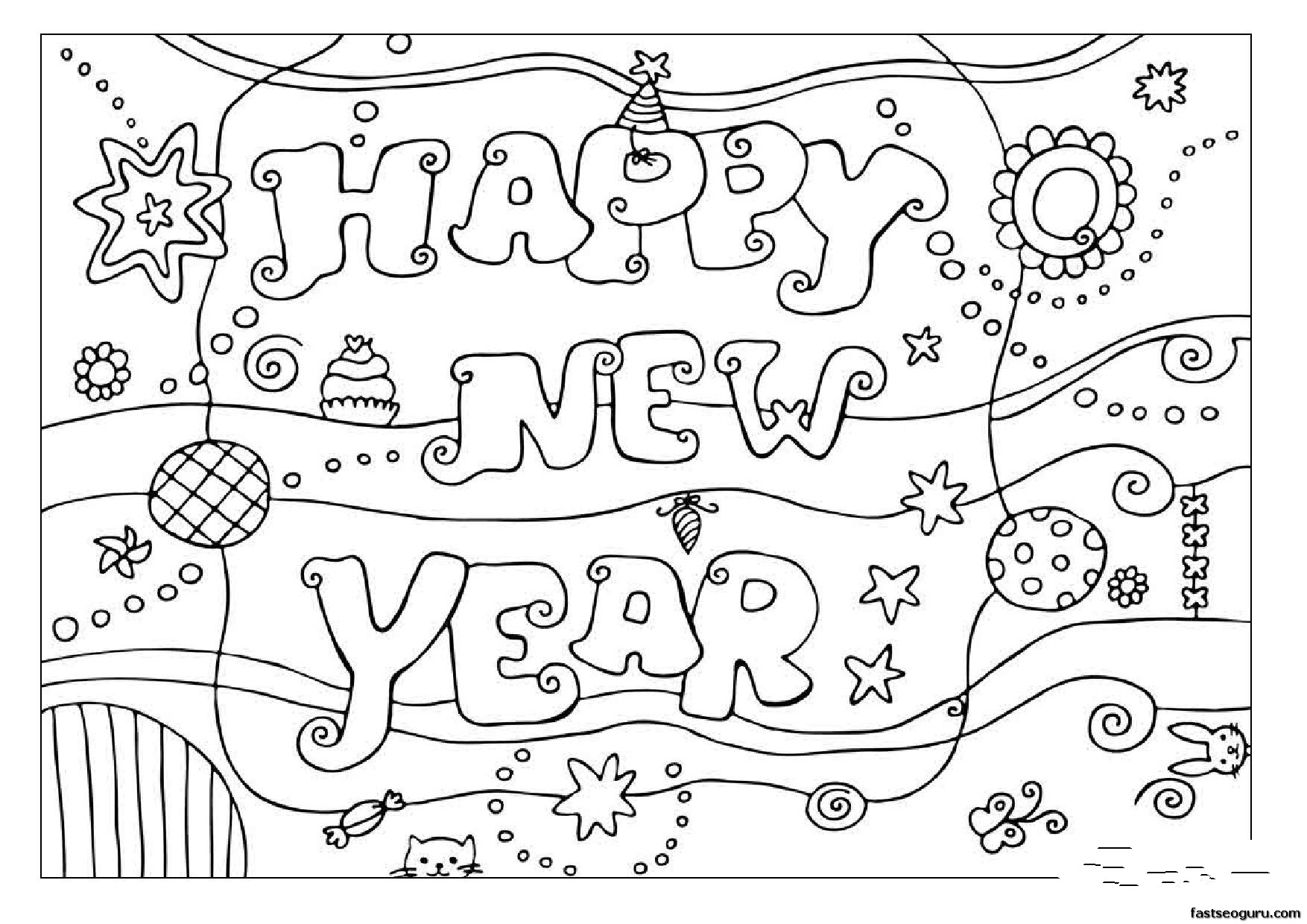 Dibujo para colorear: Año nuevo (Fiestas y ocasiones especiales) #60792 - Dibujos para Colorear e Imprimir Gratis