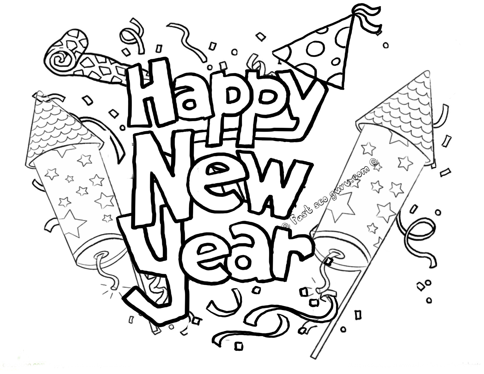 Dibujo para colorear: Año nuevo (Fiestas y ocasiones especiales) #60820 - Dibujos para Colorear e Imprimir Gratis