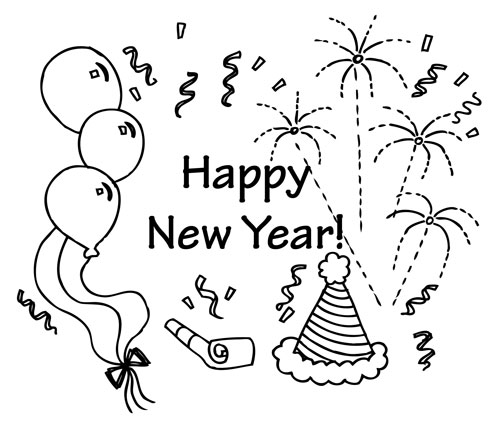 Dibujo para colorear: Año nuevo (Fiestas y ocasiones especiales) #60826 - Dibujos para Colorear e Imprimir Gratis