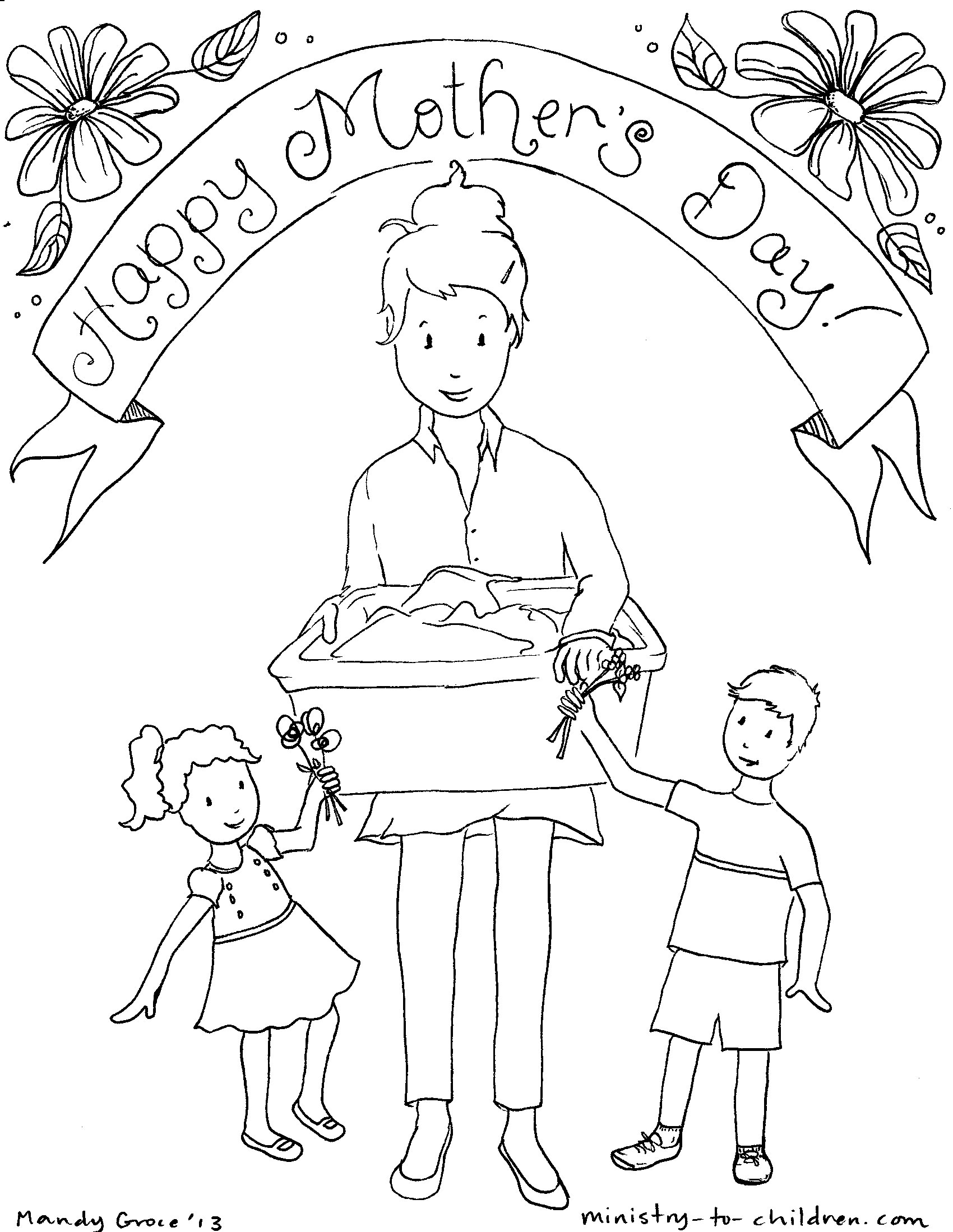 Dibujo para colorear: Día de la Madre (Fiestas y ocasiones especiales) #129960 - Dibujos para Colorear e Imprimir Gratis