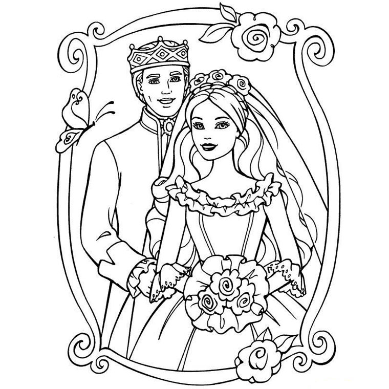 Dibujo para colorear: Matrimonio (Fiestas y ocasiones especiales) #55966 - Dibujos para Colorear e Imprimir Gratis