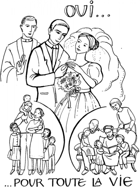Dibujo para colorear: Matrimonio (Fiestas y ocasiones especiales) #55998 - Dibujos para Colorear e Imprimir Gratis