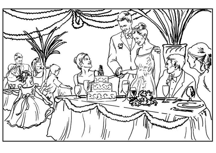 Dibujo para colorear: Matrimonio (Fiestas y ocasiones especiales) #56002 - Dibujos para Colorear e Imprimir Gratis
