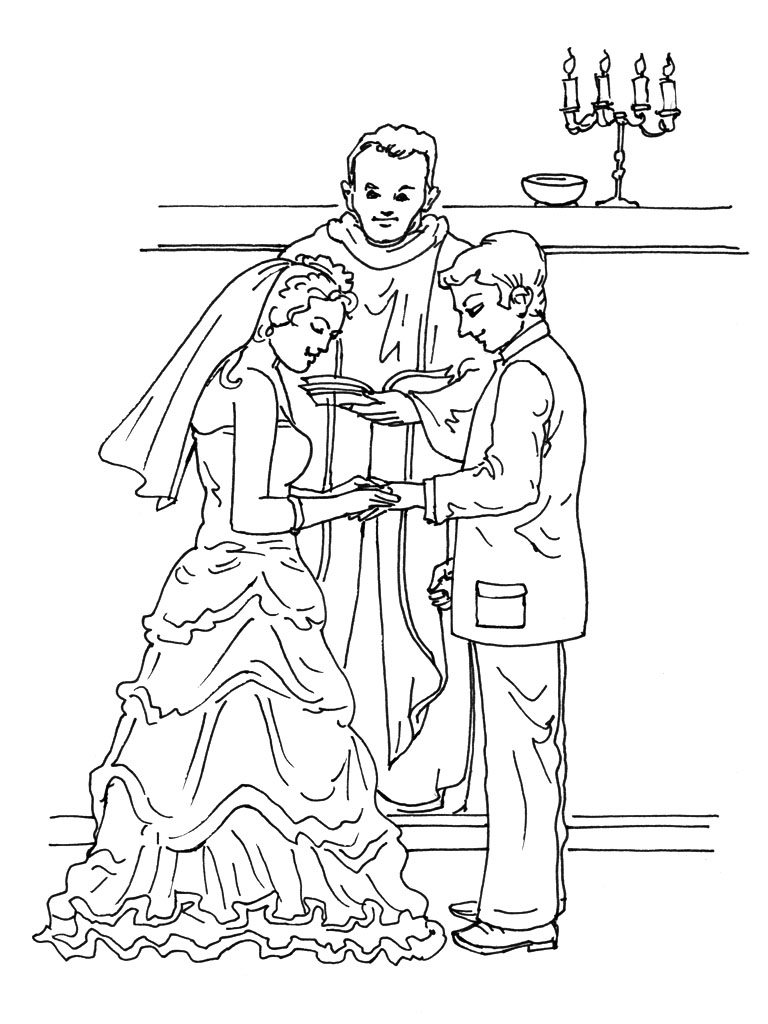 Dibujo para colorear: Matrimonio (Fiestas y ocasiones especiales) #56078 - Dibujos para Colorear e Imprimir Gratis