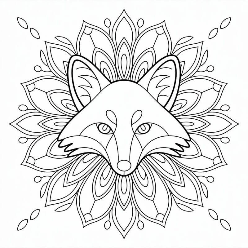Dibujo gratuito Mandala de Zorro #221999 de la coleccion Mandalas para imprimir