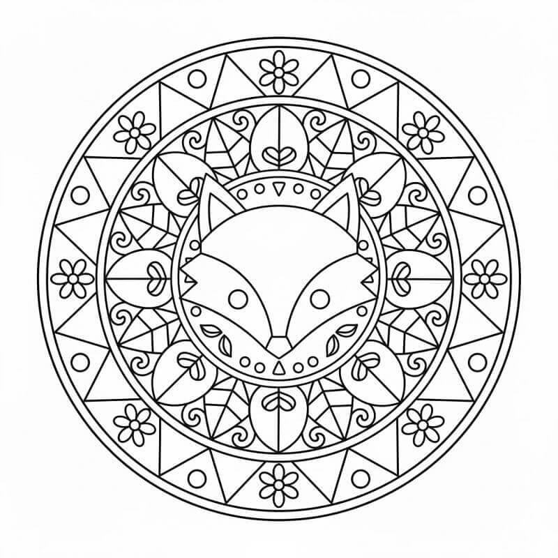 Dibujo gratuito Mandala de Zorro #222004 de la coleccion Mandalas para imprimir