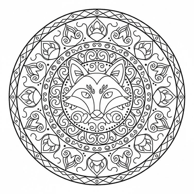 Dibujo gratuito Mandala de Zorro #222008 de la coleccion Mandalas para imprimir