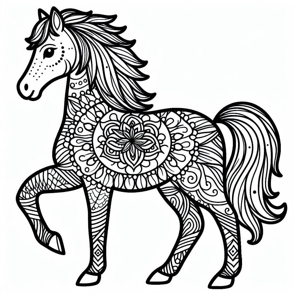 Dibujo gratuito Mandalas de Caballos #213435 de la coleccion Mandalas para imprimir