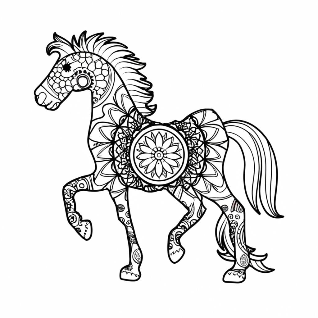 Dibujo gratuito Mandalas de Caballos #213438 de la coleccion Mandalas para imprimir