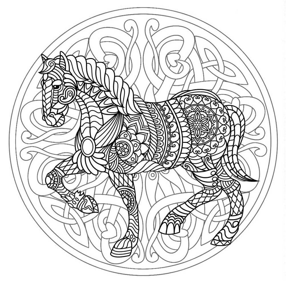 Dibujo gratuito Mandalas de Caballos #213441 de la coleccion Mandalas para imprimir