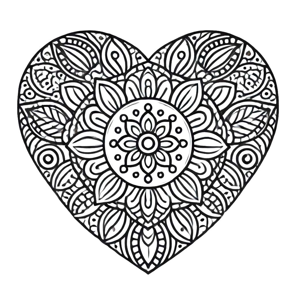 Dibujo para colorear: Mandalas de Corazón (Mandalas) #218161 - Dibujos para Colorear e Imprimir Gratis