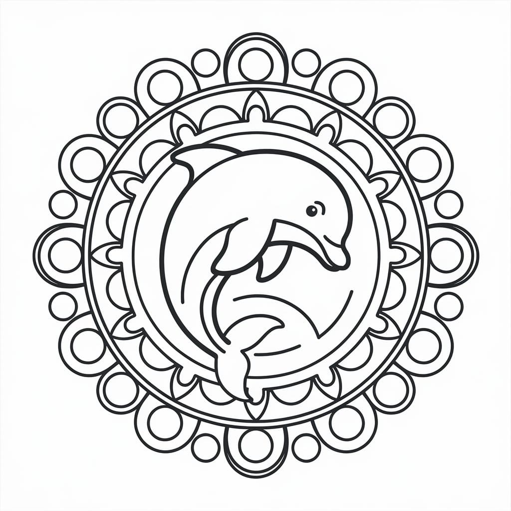 Dibujo gratuito Mandalas de Delfines #219081 de la coleccion Mandalas para imprimir