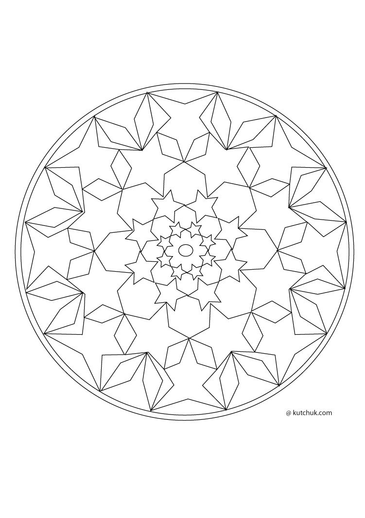 Dibujo para colorear: Mandalas de Estrellas (Mandalas) #117973 - Dibujos para Colorear e Imprimir Gratis